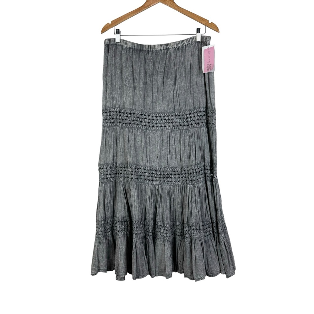 Metrowear Maxi Skirt Gray Stonewash Acid Wash Size Large